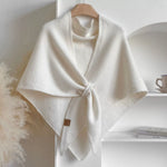 Knitted Triangle Shawl Cape — view 4