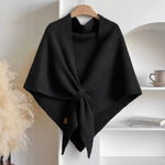 Knitted Triangle Shawl Cape — view 6