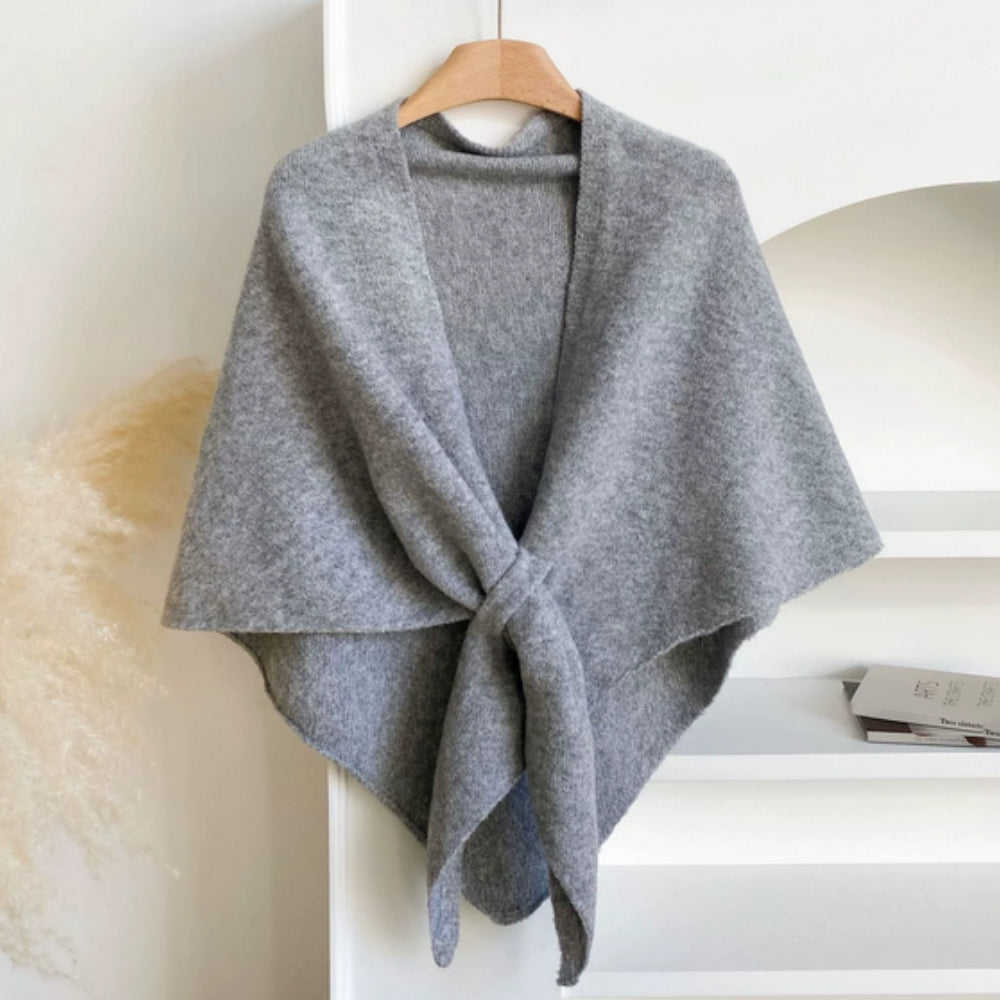 Knitted Triangle Shawl Cape — view 7