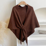 Knitted Triangle Shawl Cape — view 8