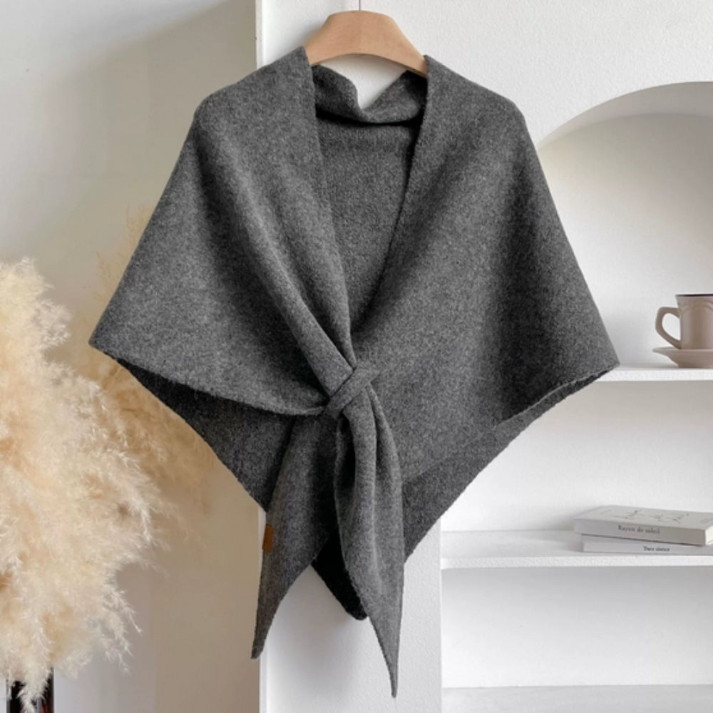Knitted Triangle Shawl Cape — view 9