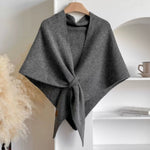 Knitted Triangle Shawl Cape — view 9