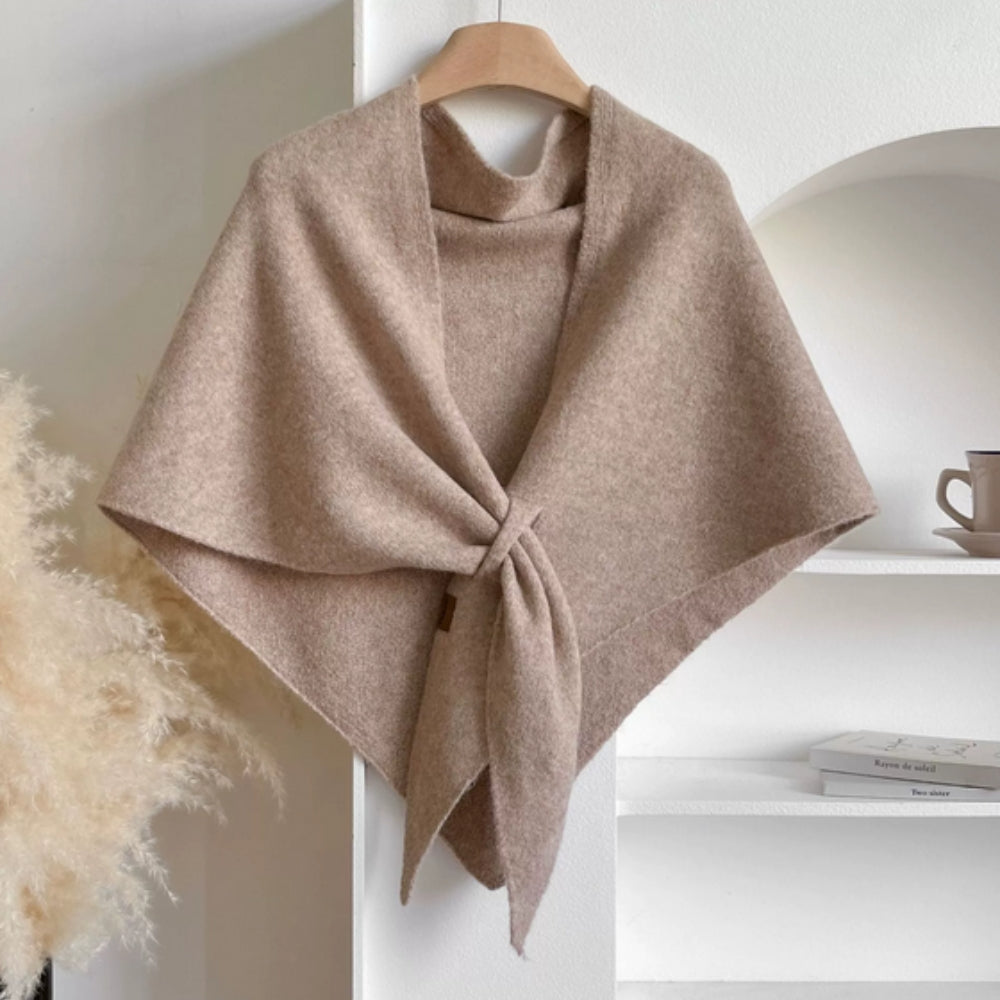 Knitted Triangle Shawl Cape — view 10