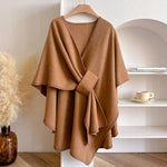 One-Size Poncho Scarf Wrap with Flowing Silhouette — view 3