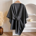 One-Size Poncho Scarf Wrap with Flowing Silhouette — view 6