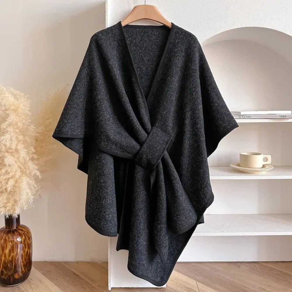 One-Size Poncho Scarf Wrap with Flowing Silhouette — view 7