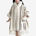 Women’s Open-Front Cape Coat with Faux-Fur-Style Trim — view 1
