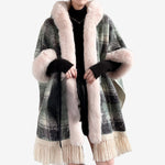 Women’s Open-Front Cape Coat with Faux-Fur-Style Trim — view 2