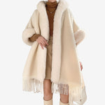 Women’s Open-Front Cape Coat with Faux-Fur-Style Trim — view 4