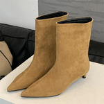 Women's Pointed-Toe Suede-Look Ankle Boots with Low Heel — view 1