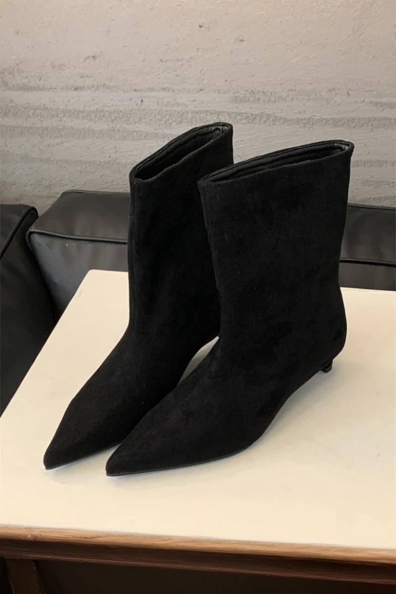 Women's Pointed-Toe Suede-Look Ankle Boots with Low Heel — view 2