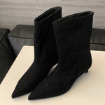Women's Pointed-Toe Suede-Look Ankle Boots with Low Heel — view 2