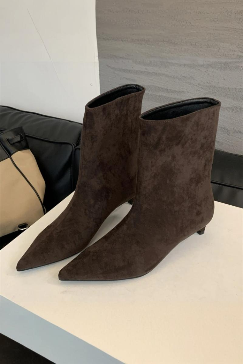 Women's Pointed-Toe Suede-Look Ankle Boots with Low Heel — view 3