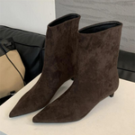 Women's Pointed-Toe Suede-Look Ankle Boots with Low Heel — view 3