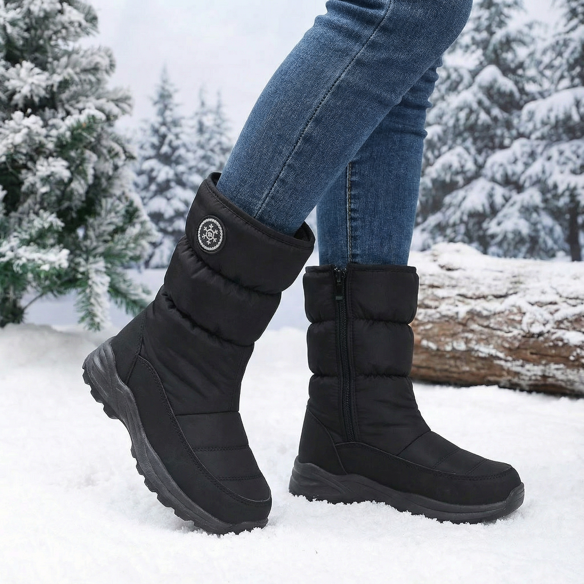 Women’s Quilted Faux-Fur-Lined Winter Boots — view 1