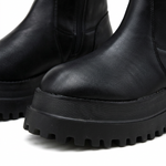 Women's Black Knee-High Platform Boots with Lug Sole — view 2