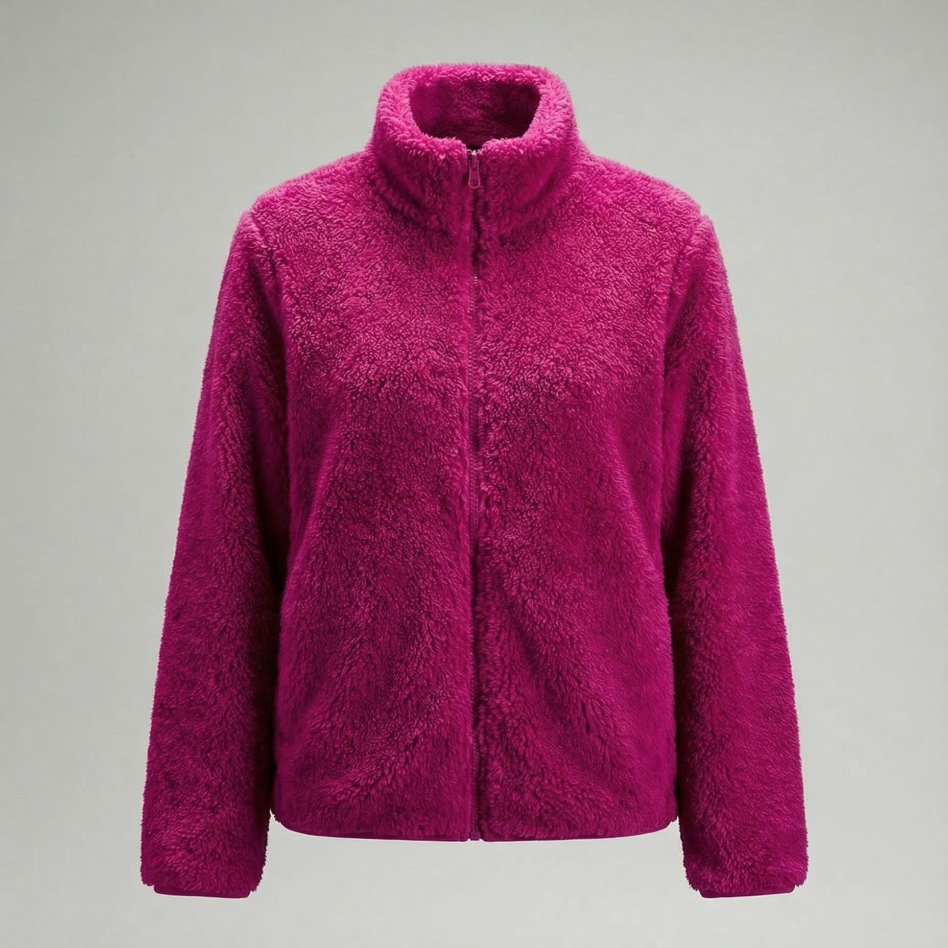 Women’s Plush Fleece Jacket with High Collar and Full Zip — view 1