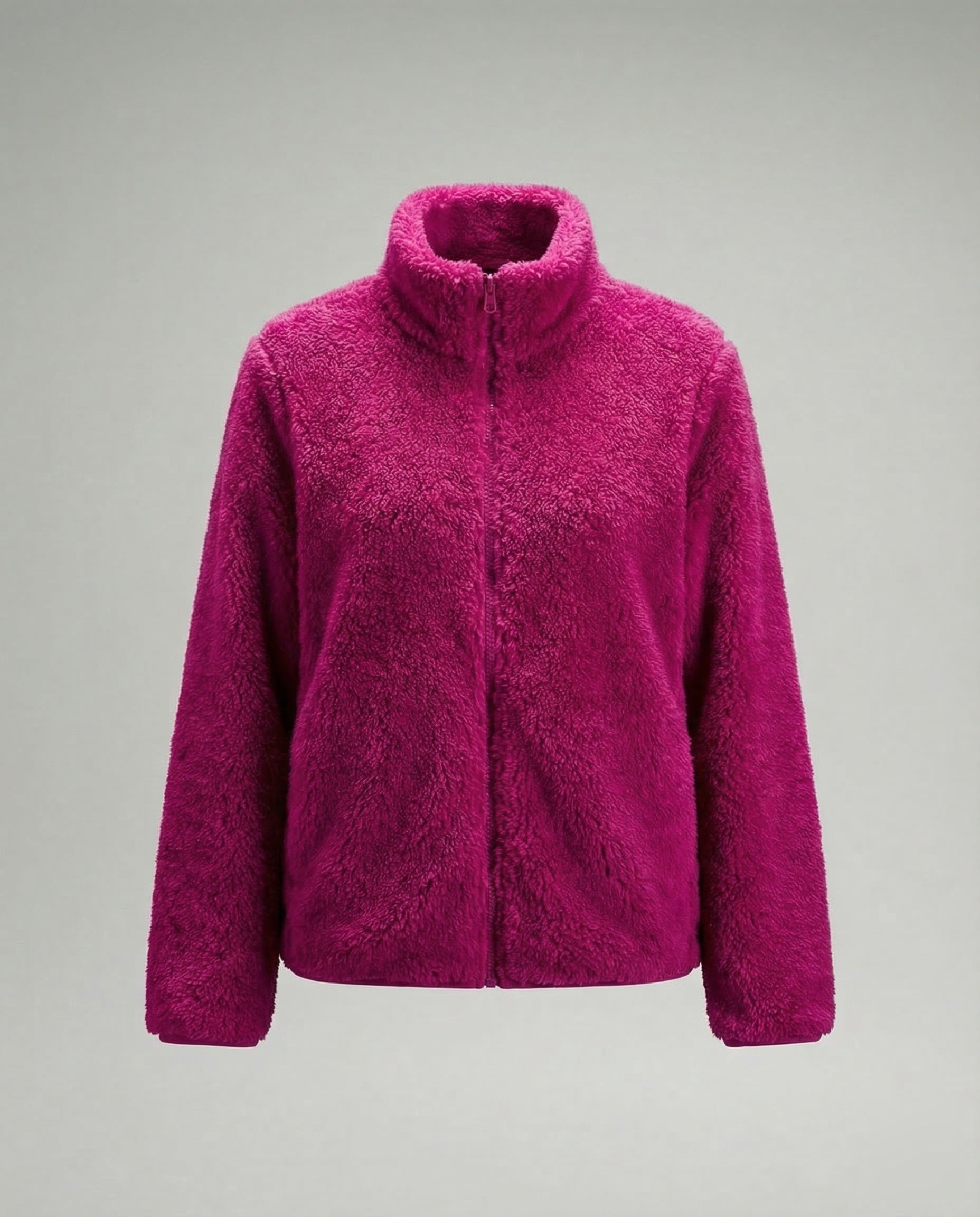 Women’s Plush Fleece Jacket with High Collar and Full Zip — view 1