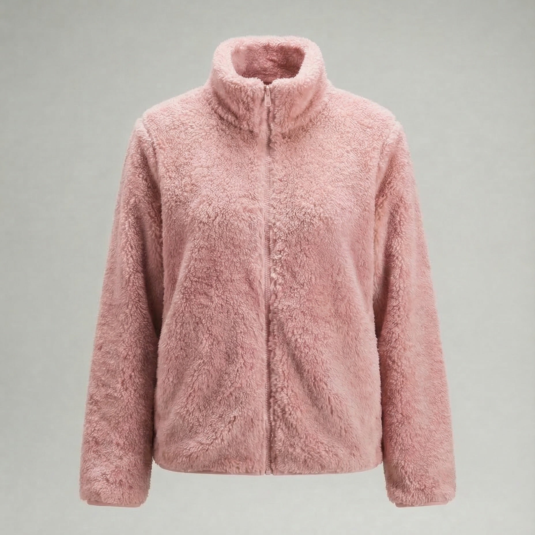 Women’s Plush Fleece Jacket with High Collar and Full Zip — view 7