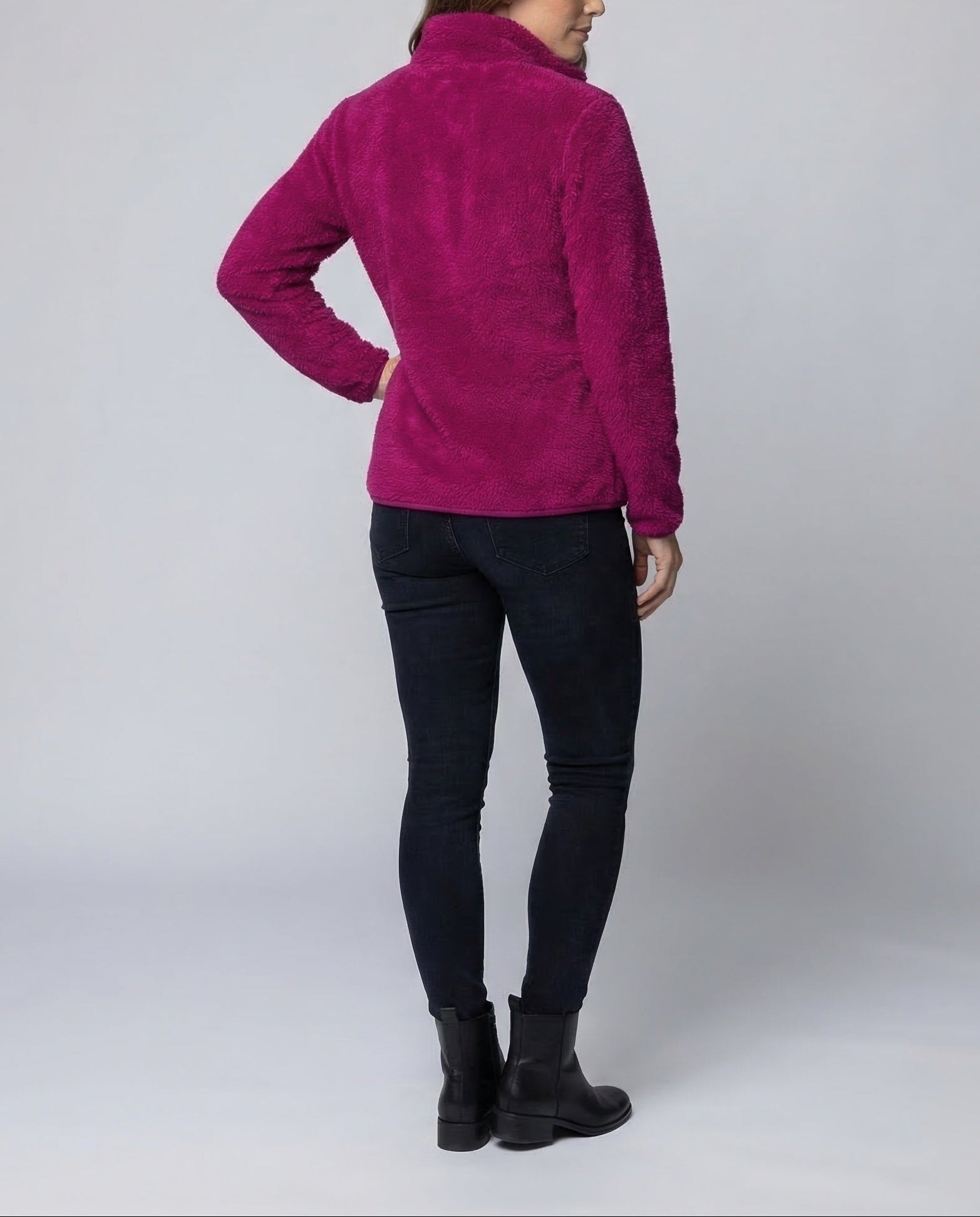 Women’s Plush Fleece Jacket with High Collar and Full Zip — view 11