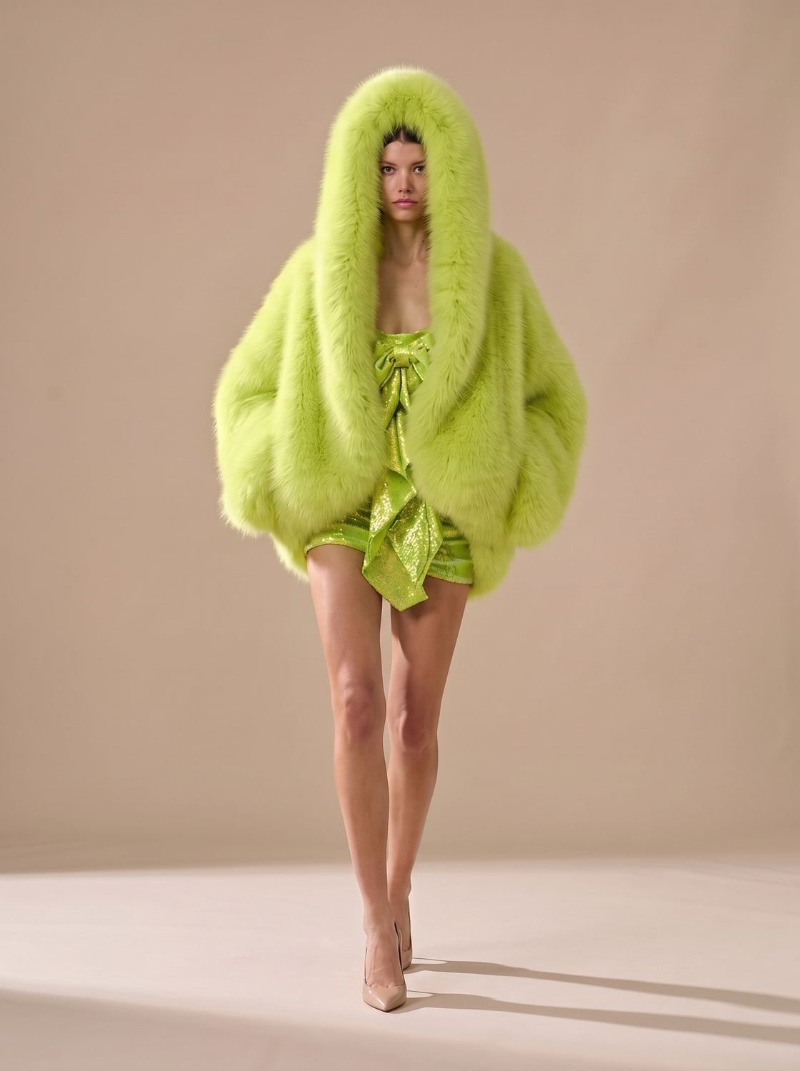 Women's Oversized Hooded Faux-Fur Coat — view 2