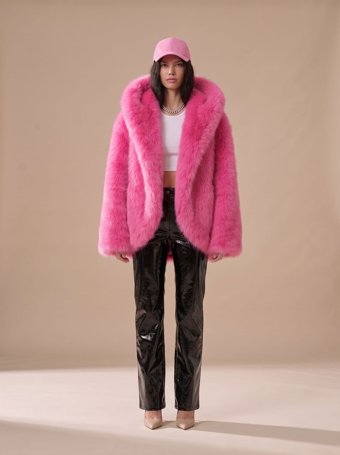 Women's Oversized Hooded Faux-Fur Coat — view 4