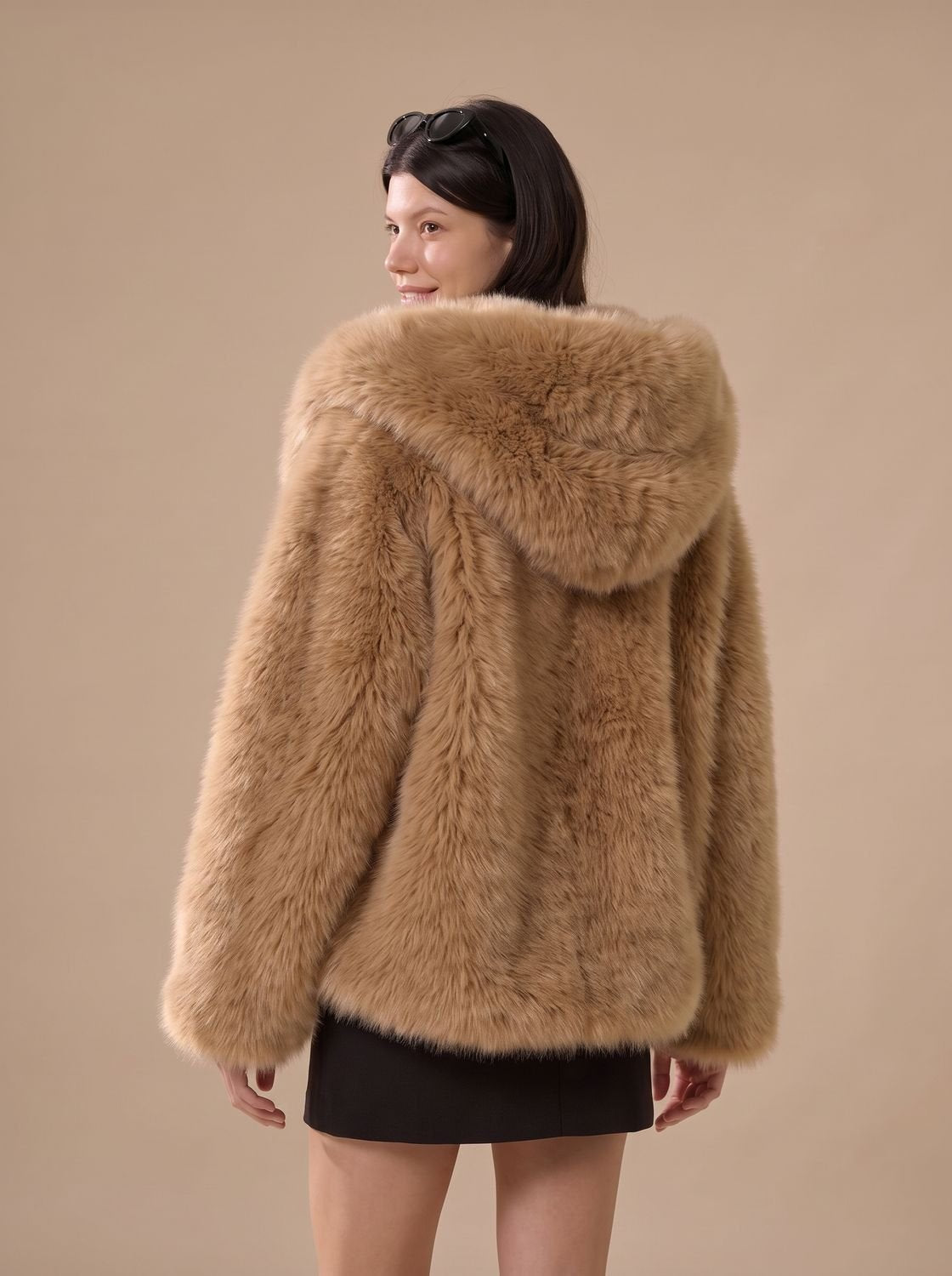 Women's Oversized Hooded Faux-Fur Coat — view 5