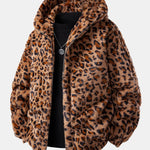 Men’s Printed Faux Fur Hooded Zip-Up Jacket — view 1