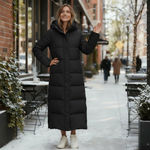 Maxi Hooded Puffer Coat with Side Snaps — view 3