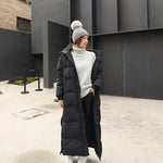 Maxi Hooded Puffer Coat with Side Snaps — view 5