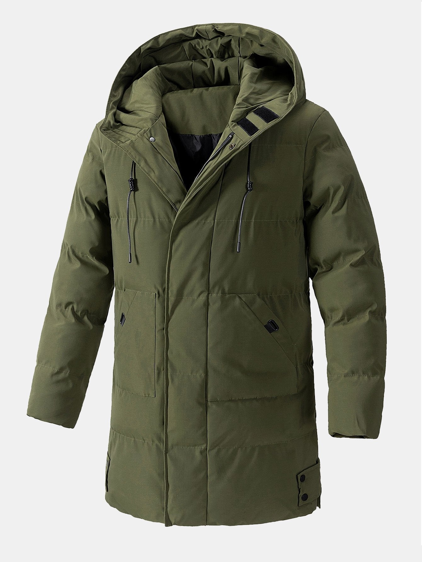 Men’s Long Quilted Hooded Puffer Parka — view 1