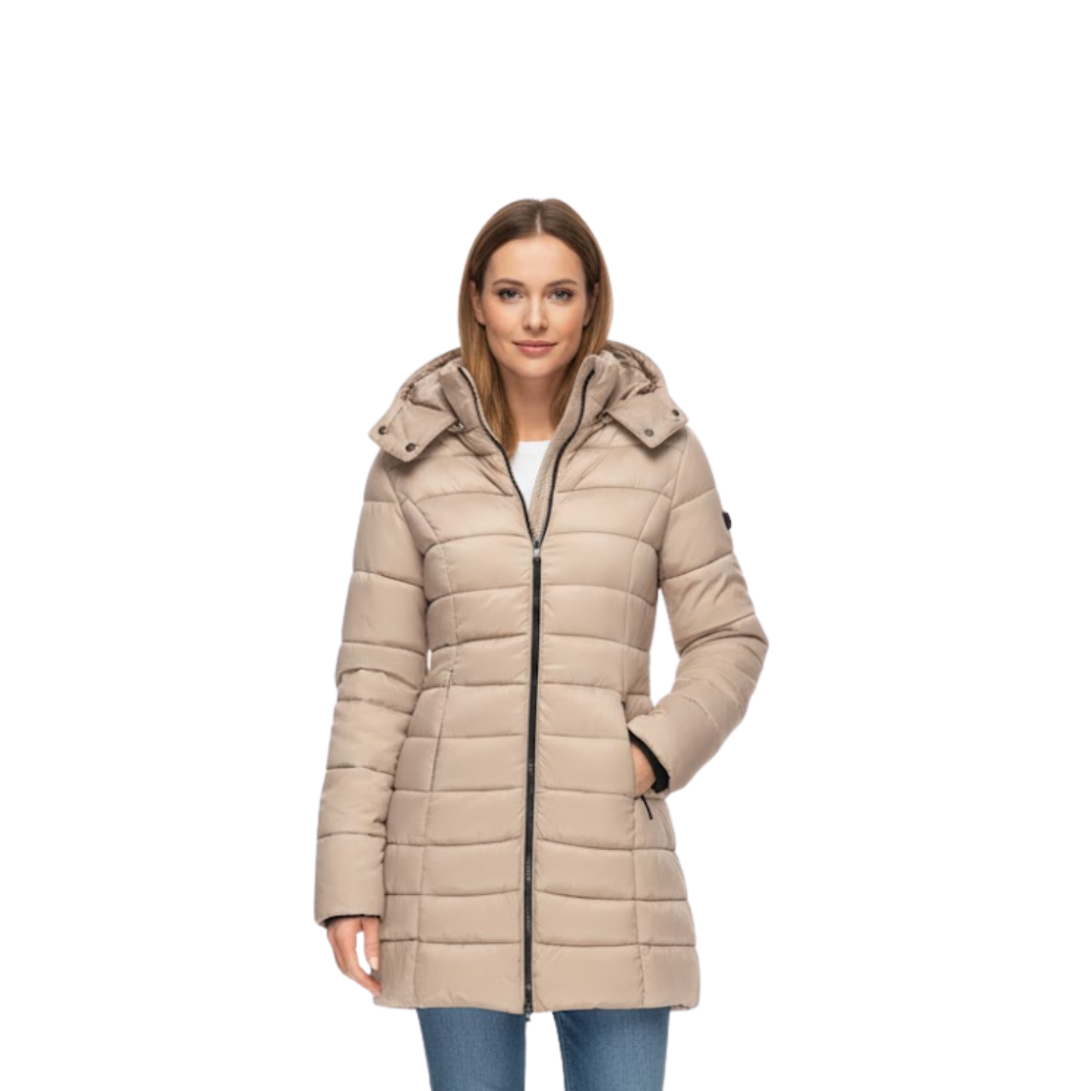 Women's Mid-Length Hooded Quilted Parka — view 6