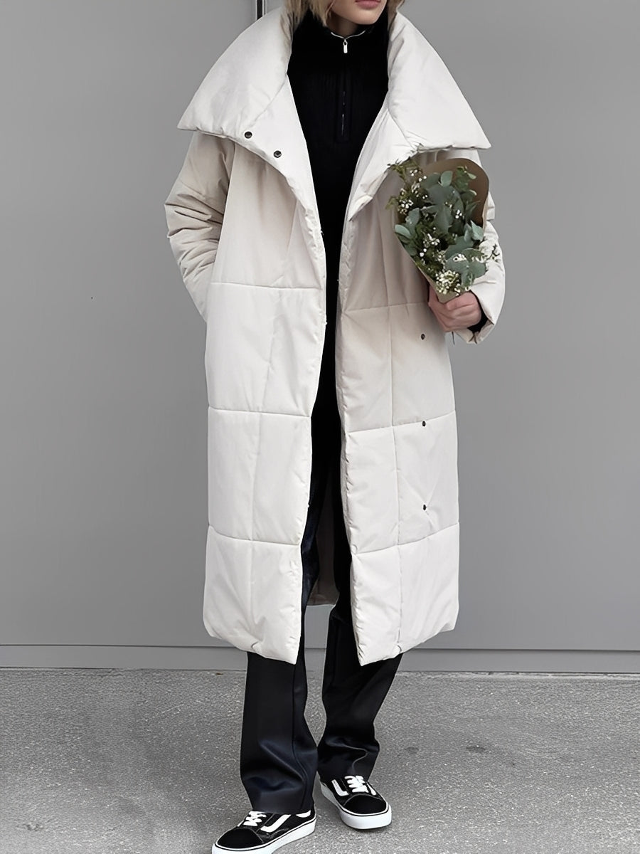 Women’s Longline Quilted Puffer Coat with Shawl Collar — view 1