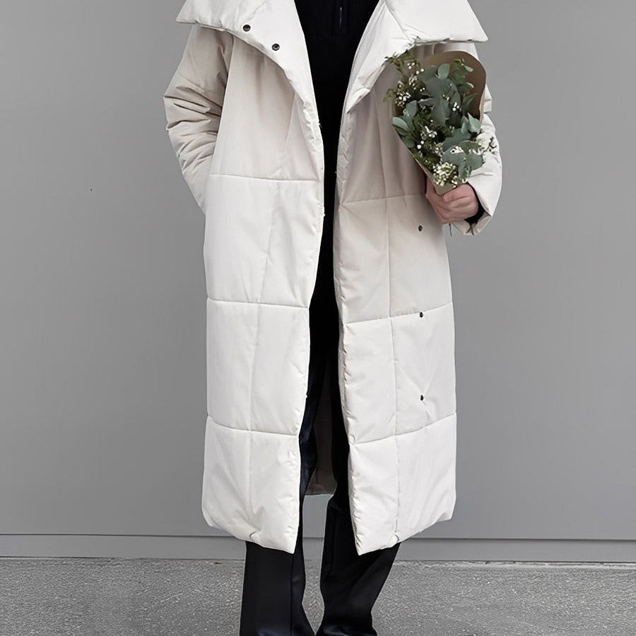 Women’s Longline Quilted Puffer Coat with Shawl Collar — view 1