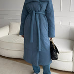 Women’s Longline Quilted Puffer Coat with Shawl Collar — view 2