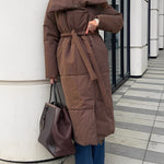 Women’s Longline Quilted Puffer Coat with Shawl Collar — view 3
