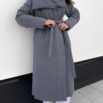 Women’s Longline Quilted Puffer Coat with Shawl Collar — view 5