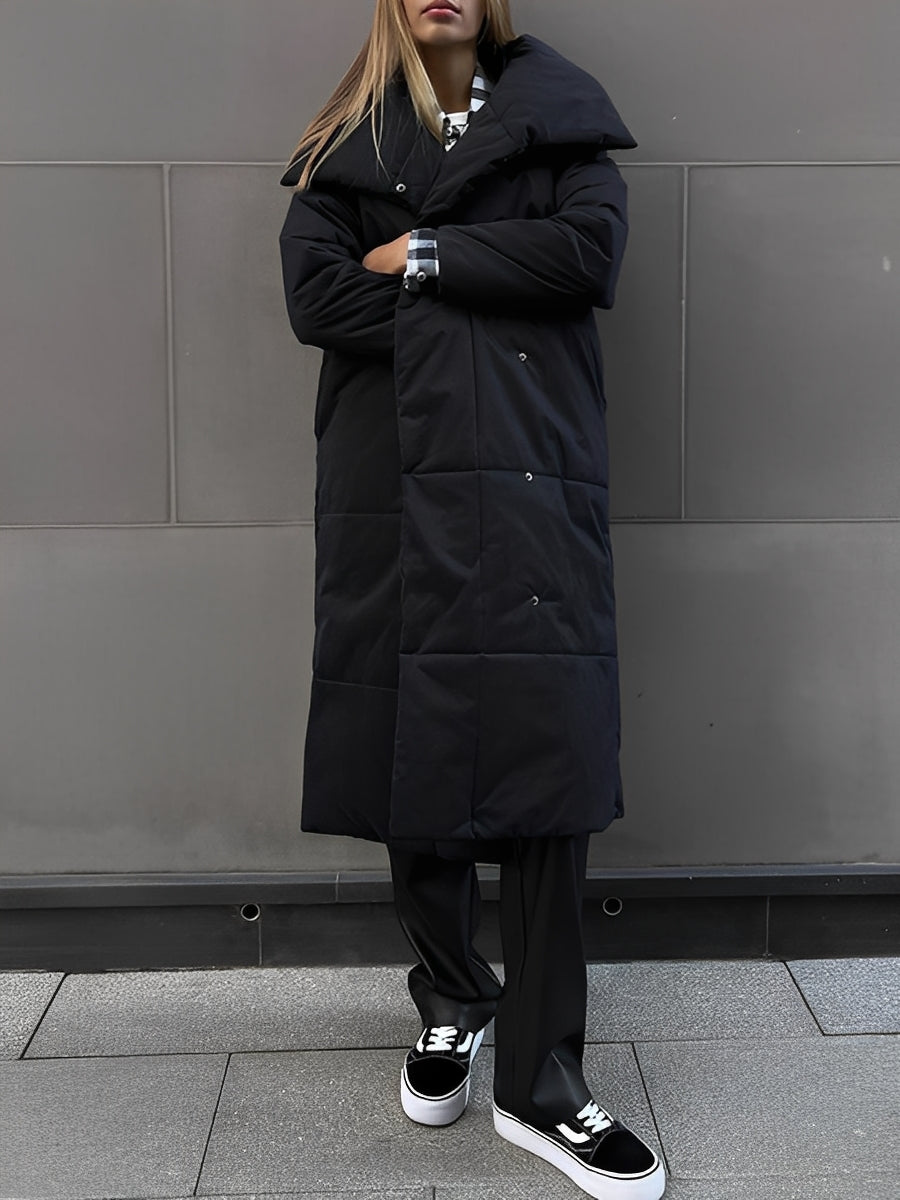 Women’s Longline Quilted Puffer Coat with Shawl Collar — view 6
