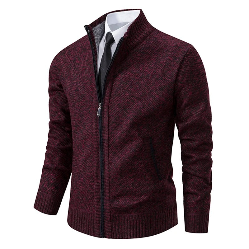 Men’s Merino Wool Full-Zip Mock-Neck Sweater — view 4