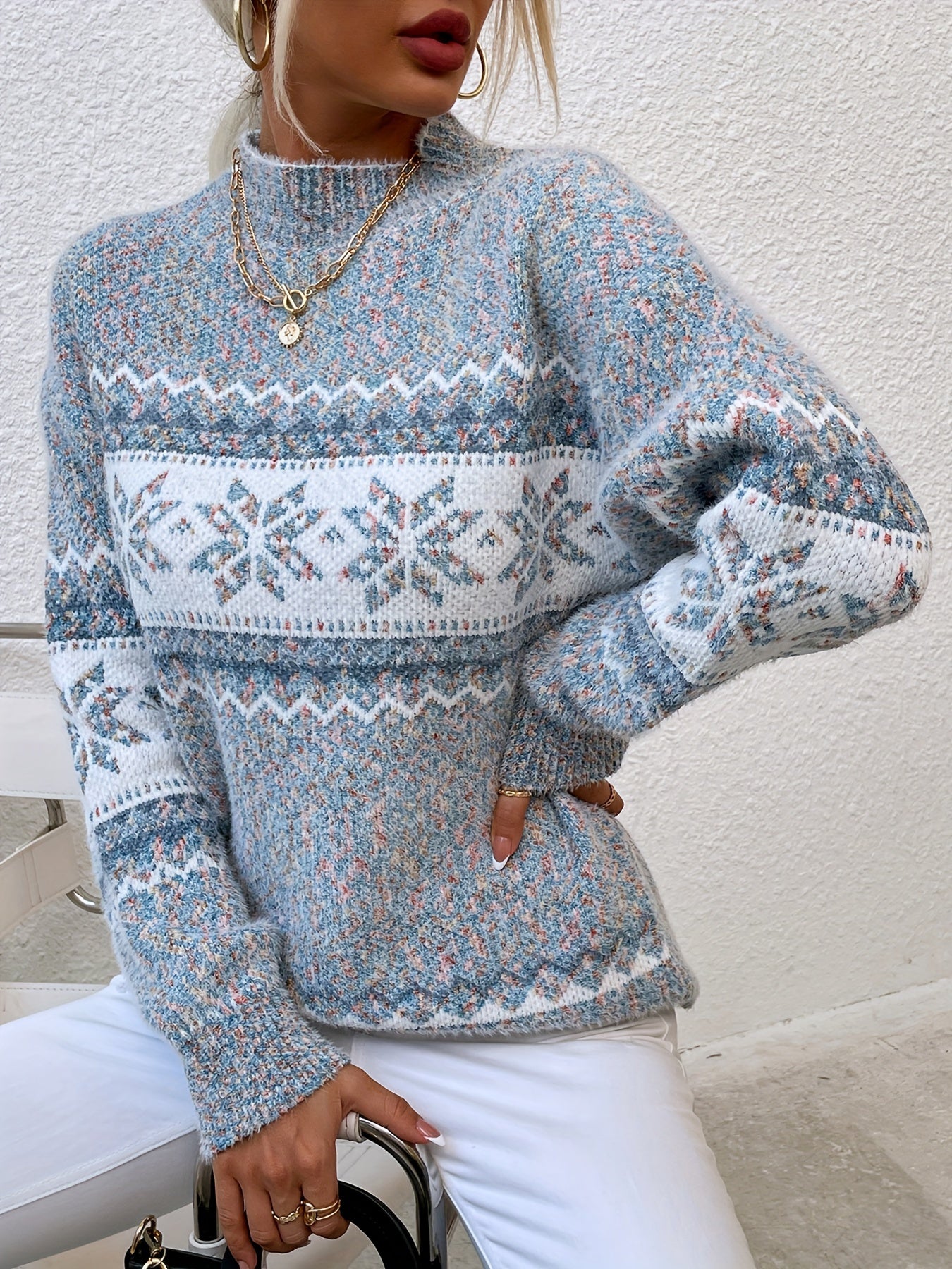 Snowflake Mock-Neck Sweater — view 5