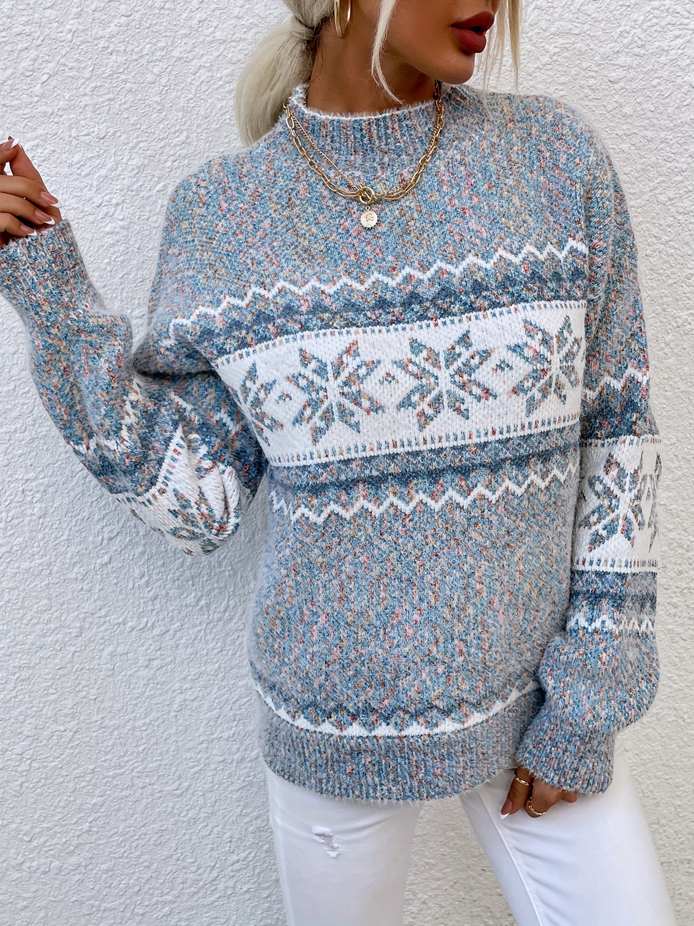 Snowflake Mock-Neck Sweater — view 7
