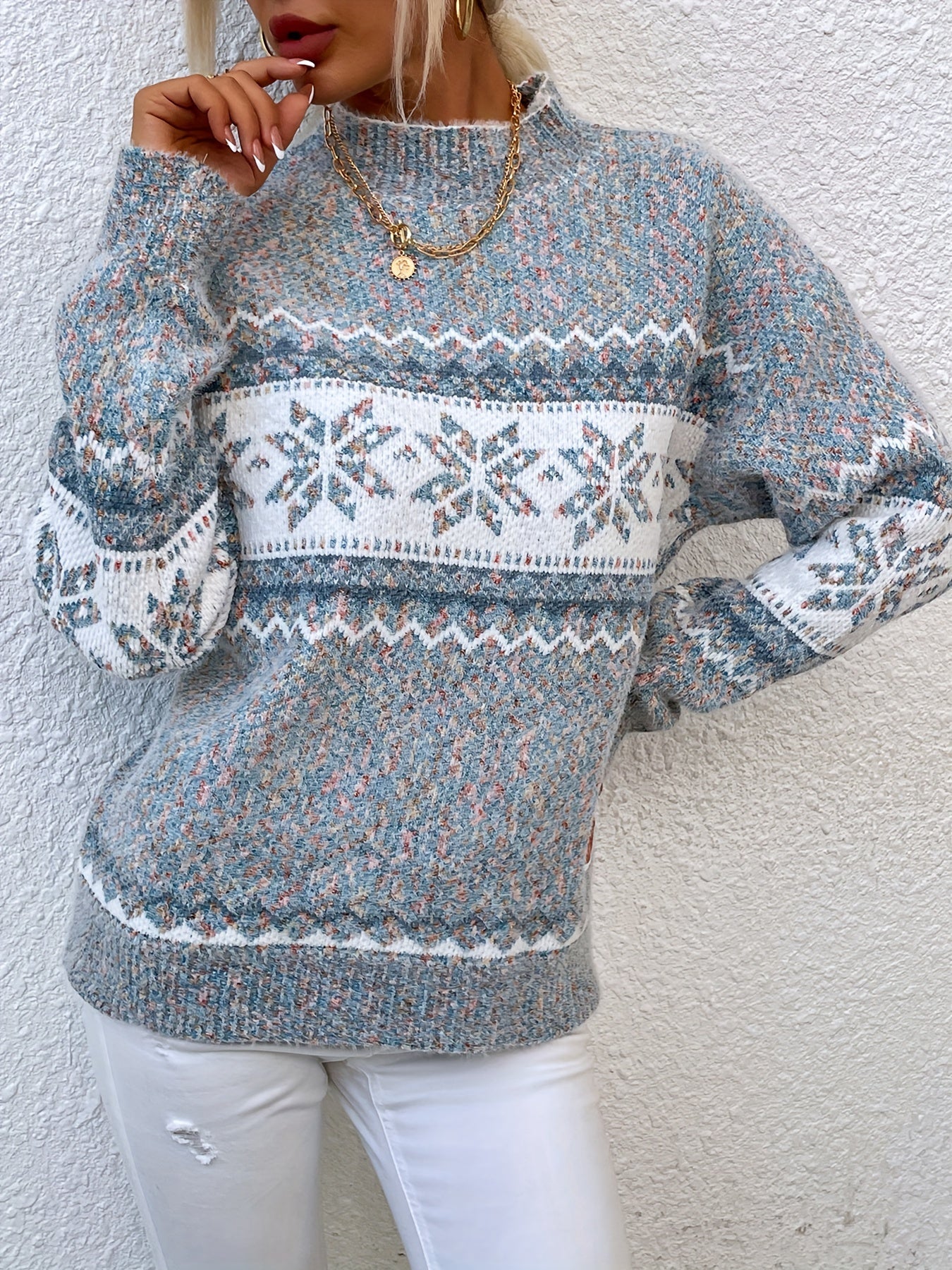 Snowflake Mock-Neck Sweater — view 9