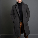 Men’s Longline Wool Overcoat with Notched Lapels — view 3