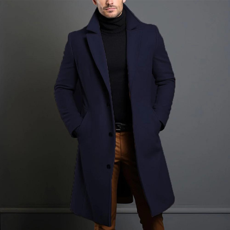 Men’s Longline Wool Overcoat with Notched Lapels — view 4
