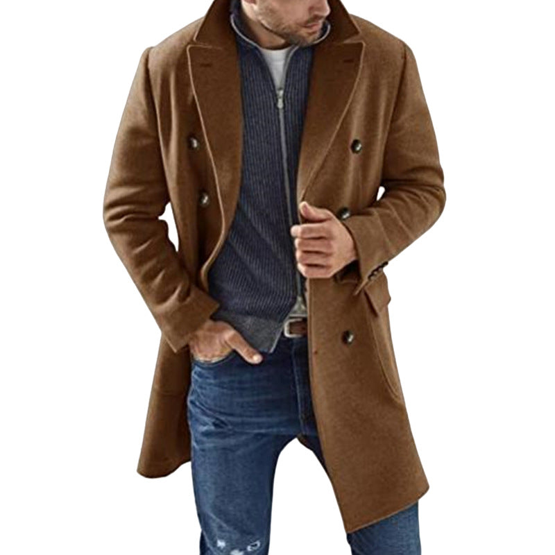 Men’s Double-Breasted Mid-Length Overcoat — view 1