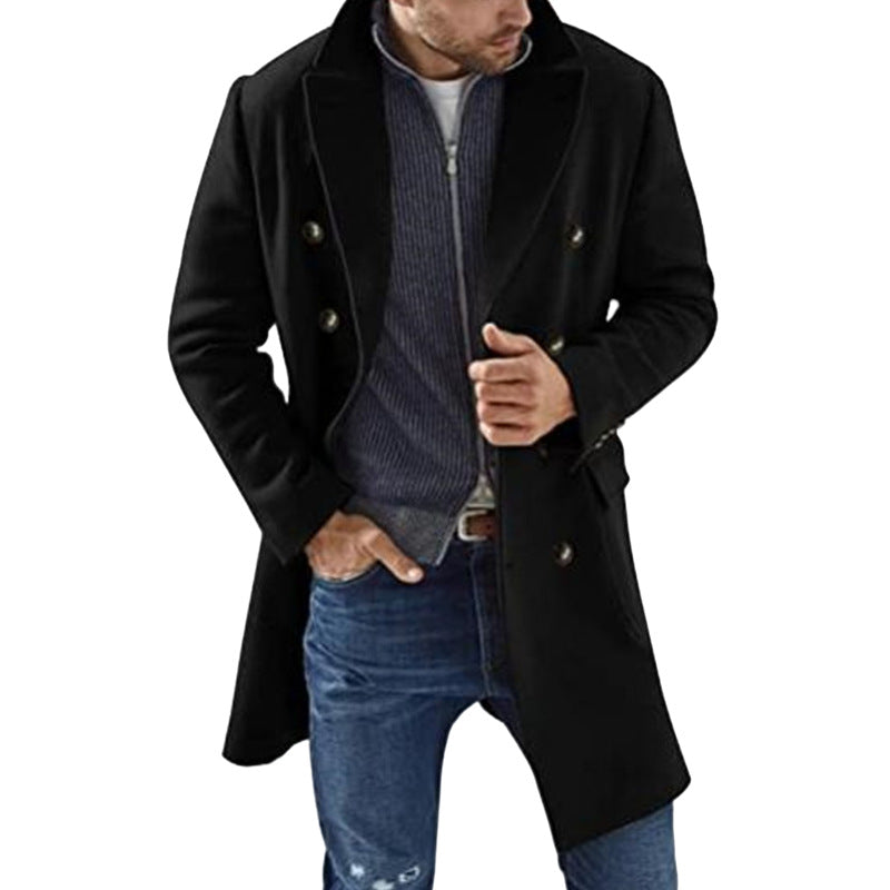 Men’s Double-Breasted Mid-Length Overcoat — view 3