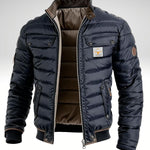 Men’s Navy Quilted Jacket with Stand Collar — view 1