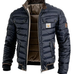 Men’s Navy Quilted Jacket with Stand Collar — view 2
