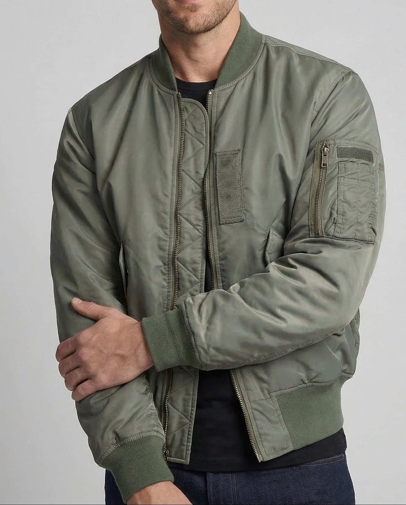 Men’s Padded Bomber Jacket with Ribbed Trims — view 3