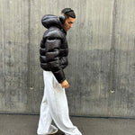 Men’s Glossy Hooded Quilted Puffer Jacket — view 3